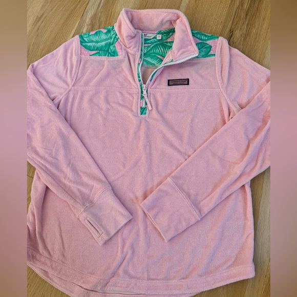Vineyard Vines Banana Leaf Terry Relaxed Shep Shirt Pink Green Small - Picture 6 of 7